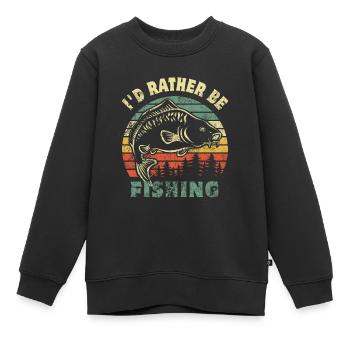 Angler - angeln - I'd rather be fishing - Kinder Premium Organic Sweatshirt - Schwarz - Vorne - AI Model Kid Female (0cm)