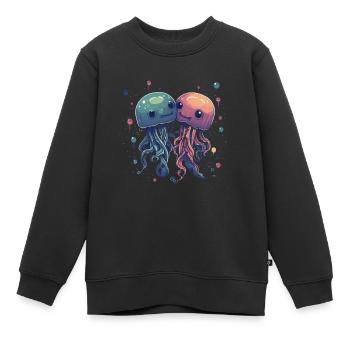 Méduses animaux mignons - Sweat Premium enfant bio - noir - Devant - AI Model Kid Female (0cm)