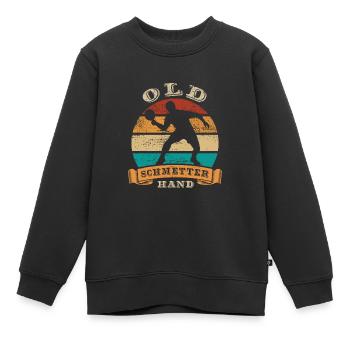 Old Schmetterhand Tischtennis Schmetterball - Kinder Premium Organic Sweatshirt - Schwarz - Vorne - AI Model Kid Female (0cm)