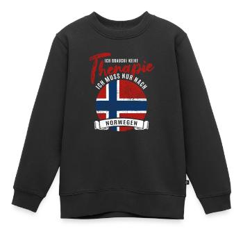 Ich brauche keine Therapie ich muss nach Norwegen - Kinder Premium Organic Sweatshirt - Schwarz - Vorne - AI Model Kid Female (0cm)