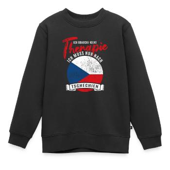 Ich brauch keine Therapie ich muss nach Tschechien - Kinder Premium Organic Sweatshirt - Schwarz - Vorne - AI Model Kid Female (0cm)