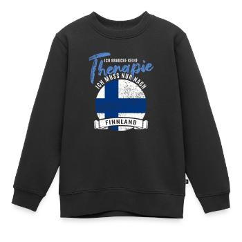Ich brauche keine Therapie ich muss nach Finnland - Kinder Premium Organic Sweatshirt - Schwarz - Vorne - AI Model Kid Female (0cm)