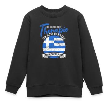 Ich brauch keine Therapie muss nach Griechenland - Kinder Premium Organic Sweatshirt - Schwarz - Vorne - AI Model Kid Female (0cm)