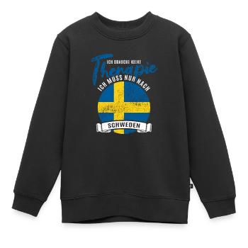 Ich brauche keine Therapie ich muss nach Schweden - Kinder Premium Organic Sweatshirt - Schwarz - Vorne - AI Model Kid Female (0cm)