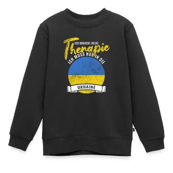 Ich brauche keine Therapie ich muss in die Ukraine - Kinder Premium Organic Sweatshirt - Schwarz - Vorne - AI Model Kid Female (0cm)