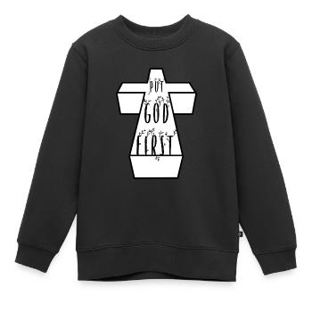 Gott an die erste Stelle setzen - Kinder Premium Organic Sweatshirt - Schwarz - Vorne - AI Model Kid Female (0cm)