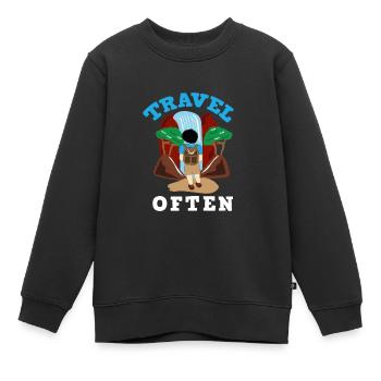 Voyage, Voyage, Vacances, Vacances, Voyage - Sweat Premium enfant bio - noir - Devant - AI Model Kid Female (0cm)