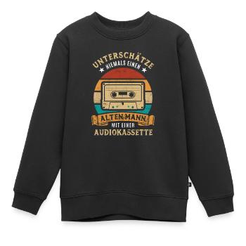 Unterschätz nie einen alten Mann mit Audiokassette - Kinder Premium Organic Sweatshirt - Schwarz - Vorne - AI Model Kid Female (0cm)