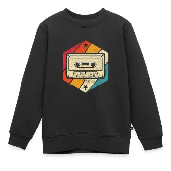 Cassette - Mixtape Audio Cassette Magnétique rétro - Sweat Premium enfant bio - noir - Devant - AI Model Kid Female (0cm)
