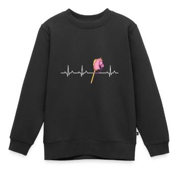Hobby Horse Herzschlag Reiterin Hobby Horsing - Kinder Premium Organic Sweatshirt - Schwarz - Vorne - AI Model Kid Female (0cm)