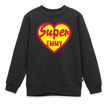 emmy großes Herz Herz Liebe logo1 - Kinder Premium Organic Sweatshirt - Schwarz - Vorne - AI Model Kid Female (0cm)