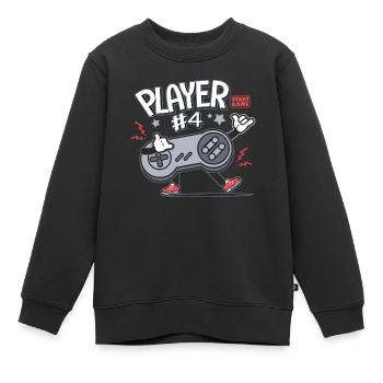 Gamer Player 4 console video games Family - Kids Premium Organic Sweatshirt - black - Front - AI Model Kid Female (0cm)