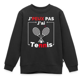 J peux pas j ai Tennis - Sweat Premium enfant bio - noir - Devant - AI Model Kid Female (0cm)
