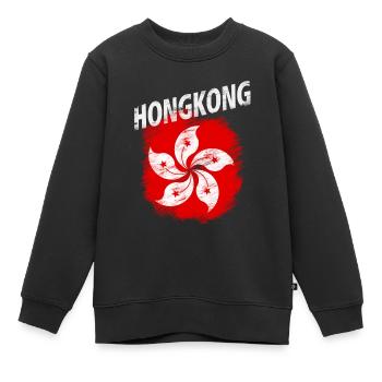 Hongkong - Kinder Premium Organic Sweatshirt - Schwarz - Vorne - AI Model Kid Female (0cm)