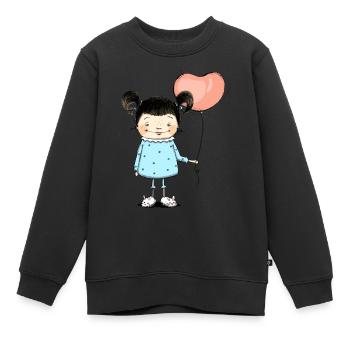 Marie - Kinder Premium Organic Sweatshirt - Schwarz - Vorne - AI Model Kid Female (0cm)