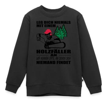 Holzfäller mit Motorsäge - Kinder Premium Organic Sweatshirt - Schwarz - Vorne - AI Model Kid Female (0cm)