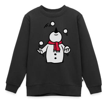 bonhomme de neige jonglant avec les boules de neige - Sweat Premium enfant bio - noir - Devant - AI Model Kid Female (0cm)
