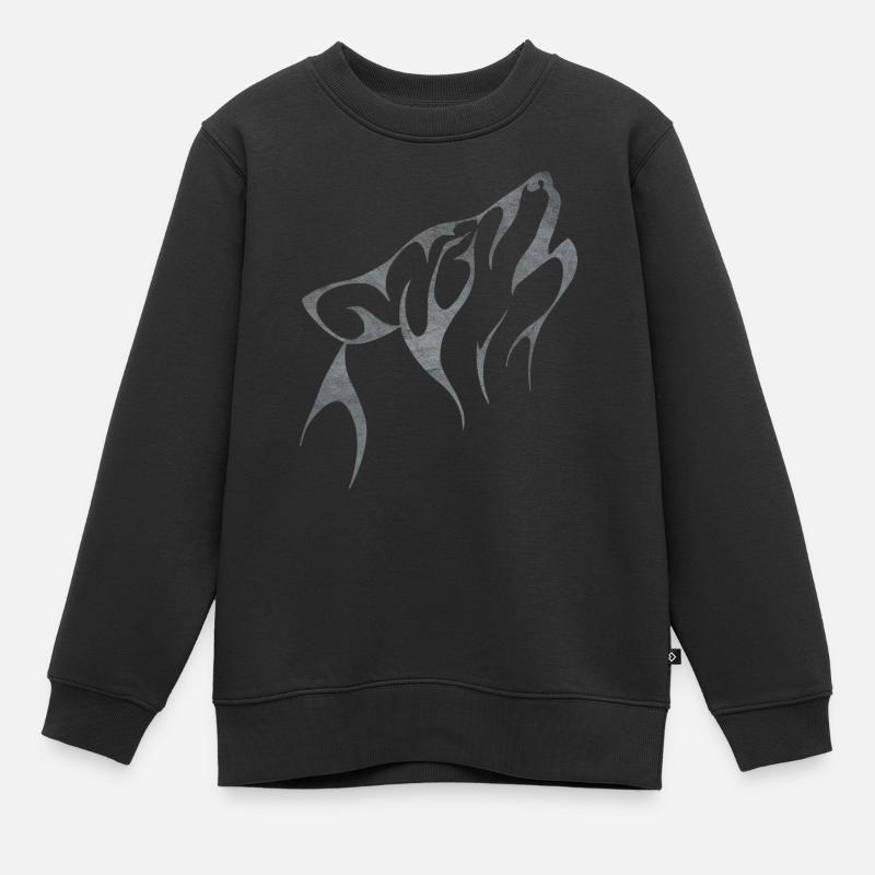 Wolf - Kinder Premium Organic Sweatshirt - Schwarz
