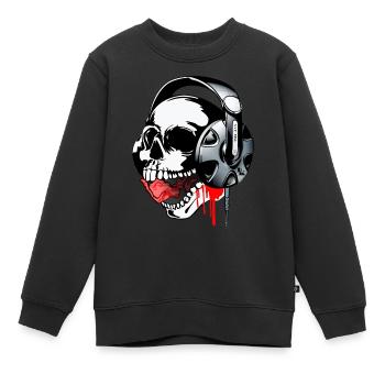 color skull music by dk - Kids Premium Organic Sweatshirt - black - Front - AI Model Kid Female (0cm)