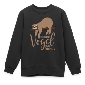 Paresseux - J’ai mangé le lève-tôt - Sweat Premium enfant bio - noir - Devant - AI Model Kid Female (0cm)