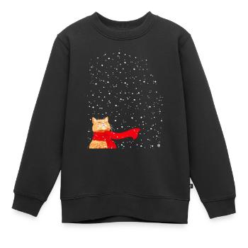 Schneekatze getigert - Kinder Premium Organic Sweatshirt - Schwarz - Vorne - AI Model Kid Female (0cm)