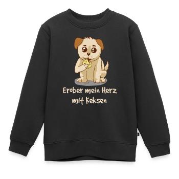 Conquérir mon coeur avec des biscuits <3 chiens animaux - Sweat Premium enfant bio - noir - Devant - AI Model Kid Female (0cm)