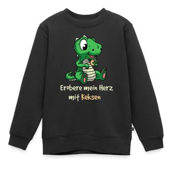 Conquérir mon cœur avec des biscuits Dino kinder Fantasy - Sweat Premium enfant bio - noir - Devant - AI Model Kid Female (0cm)