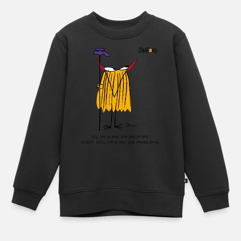 Devin plombier Shadok - Sweat Premium enfant bio - noir