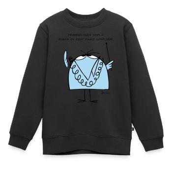 Le professeur Shadoko et sa devise - Sweat Premium enfant bio - noir - Devant - AI Model Kid Female (0cm)