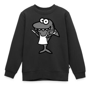 hai essen besteck lecker hunger schuerze kueche ch - Kinder Premium Organic Sweatshirt - Schwarz - Vorne - AI Model Kid Female (0cm)