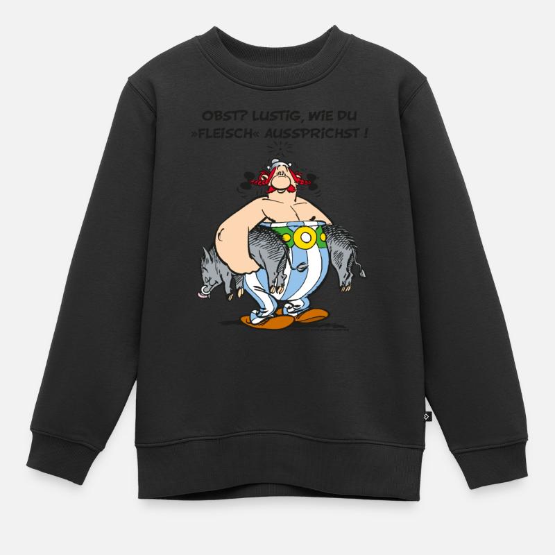 Obelix: Obst? Lustig wie du "Fleisch" aussprichst! - Kinder Premium Organic Sweatshirt - Schwarz
