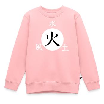 Caractères japonais feu terre eau vent - Sweat Premium enfant bio - rose - Devant - AI Model Kid Female (0cm)