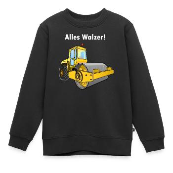 Dampfwalze, Alles Walzer, niederwalzen, Straßenbau - Kinder Premium Organic Sweatshirt - Schwarz - Vorne - AI Model Kid Female (0cm)
