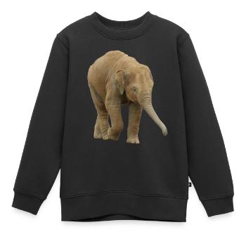 Bébé éléphant indien. - Sweat Premium enfant bio - noir - Devant - AI Model Kid Female (0cm)