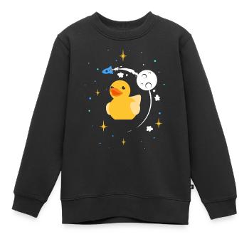 Vaisseau spatial canard en caoutchouc canard vaisseau spatial galaxie - Sweat Premium enfant bio - noir - Devant - AI Model Kid Female (0cm)