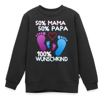 Mama Papa Babyfüße Geschenk Wunschkind Familie - Kinder Premium Organic Sweatshirt - Schwarz - Vorne - AI Model Kid Female (0cm)