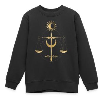 Goldene Waage Tarot Stil Gerechtigkeit - Kinder Premium Organic Sweatshirt - Schwarz - Vorne - AI Model Kid Female (0cm)
