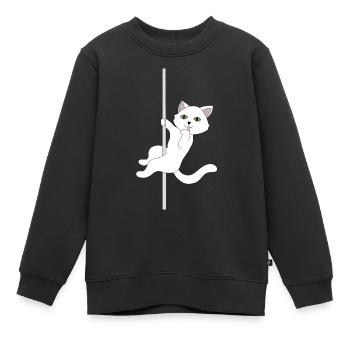 Katze Pole Dance - Kinder Premium Organic Sweatshirt - Schwarz - Vorne - AI Model Kid Female (0cm)