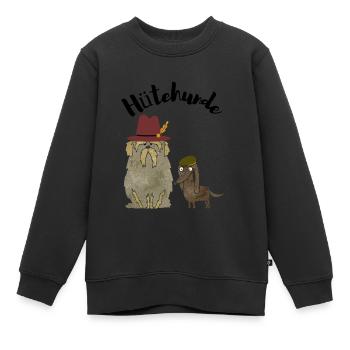 HÜTEHUNDE - Kinder Premium Organic Sweatshirt - Schwarz - Vorne - AI Model Kid Female (0cm)