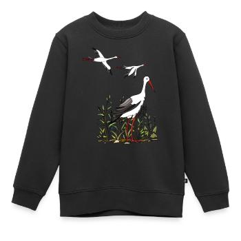 Cigognes - Sweat Premium enfant bio - noir - Devant - AI Model Kid Female (0cm)
