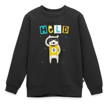 superheld - Kinder Premium Organic Sweatshirt - Schwarz - Vorne - AI Model Kid Female (0cm)