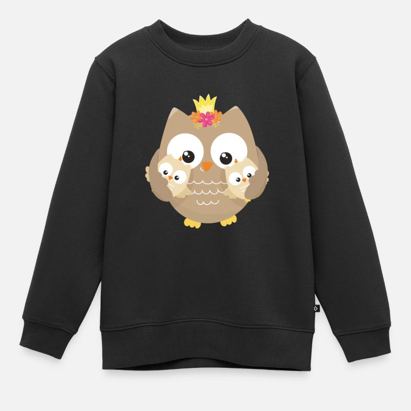 Eulen Mama - Kinder Premium Organic Sweatshirt - Schwarz