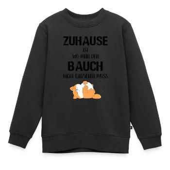 Zuhause ist wo man den Bauch nicht einziehen muss! - Kinder Premium Organic Sweatshirt - Schwarz - Vorne - AI Model Kid Female (0cm)