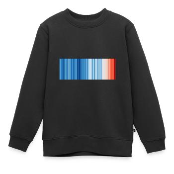 Warming Stripes illustrating the global warming - Kinder Premium Organic Sweatshirt - Schwarz - Vorne - AI Model Kid Female (0cm)