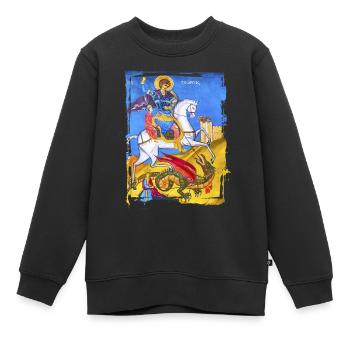 fresque orthodoxe - Sweat Premium enfant bio - noir - Devant - AI Model Kid Female (0cm)
