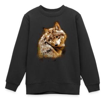 Loup gris mexicain espèce en voie de disparition - Sweat Premium enfant bio - noir - Devant - AI Model Kid Female (0cm)