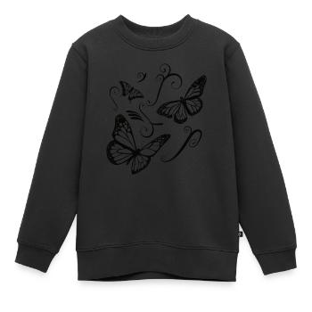 Schmetterling Tatoo Geschenk Freundin Blumen Ranke - Kinder Premium Organic Sweatshirt - Schwarz - Vorne - AI Model Kid Female (0cm)