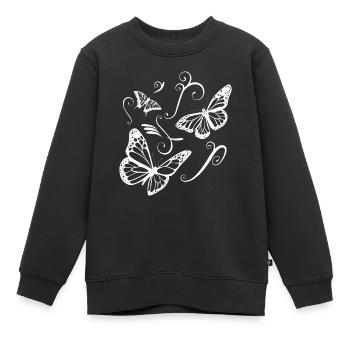 Schmetterling Tatoo Geschenk Freundin Blumen Ranke - Kinder Premium Organic Sweatshirt - Schwarz - Vorne - AI Model Kid Female (0cm)