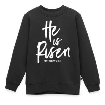 he is risen by csDesign - Kinder Premium Organic Sweatshirt - Schwarz - Vorne - AI Model Kid Female (0cm)