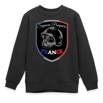 Feuerwehrmann blau weiß rot Frankreich Wimpel SCHWARZ - Kinder Premium Organic Sweatshirt - Schwarz - Vorne - AI Model Kid Female (0cm)